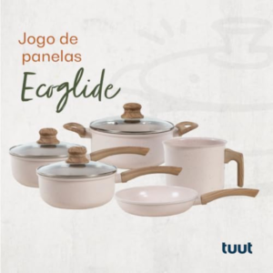 Jogo de Panelas de Alumínio Revestimento Cerâmico com Antiaderente Ecoglide Tuut Vanilla 5 peças