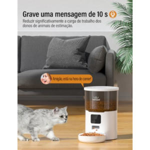 Alimentador Automático Pet, 4L Comedouro para Caes Fácil Comedouro Elevado para Caes, Controle de Aplicativo WiFi - Gravador de Voz