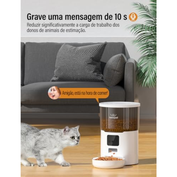 Alimentador Automático Pet, 4L Comedouro para Caes Fácil Comedouro Elevado para Caes, Controle de Aplicativo WiFi - Gravador de Voz