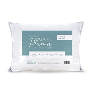 Kit 02 Travesseiros Toque de Pluma Pena Percal 180 Fios 50x70cm Lavável, Antiácaro, Antialérgico