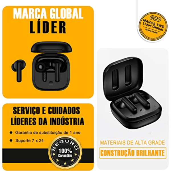 Qcy T13 ANC Fone De Ouvido Sem Fio, Fone Bluetooth 5.3 Com Cancelamento De Ruído Ativo, 30Horas de Reprodução, Preto