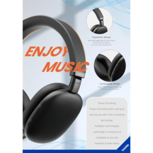 Basike Fones de Ouvido Sem Fio, Headphone Bluetooth on-ear com Microfone, ANC Cancelamento do Ruído, Até 50 Horas de Música, Ba-FON003 (Preto)