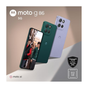 Smartphone Motorola Moto g86 5G - 512GB 24GB (8GB RAM+16GB Ram Boost) Tela 1.5K pOLED, 50MP Sony camera OIS Moto AI, videos em 4K, IP68 + IP69 - Lilas