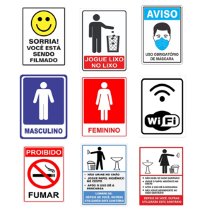 Placa de Sinalização Comunicativa Proibido Placa Banheiro Sanitário Garagem Sinalização 15x20CM
