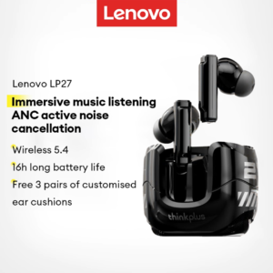 Lenovo LP27 Fones De Ouvido Bluetooth ANC Redução De Ruído Ativo 16H Playtime Smart Touch Bluetooth5.4