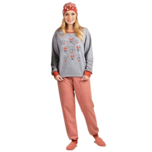 Pijama Feminino De inverno Moletinho Flanelado Blusa Manga Longa e calca Longa Estampado Quentinho