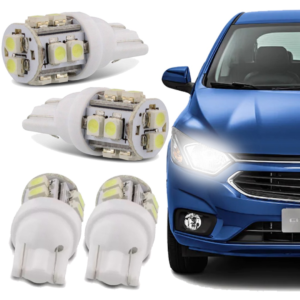 Par 2 Lâmpadas Automotivas Led T10 Pingo 12v Volts 10 Leds 6000k SMD1210 Branca Para Carro