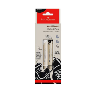 Marcadores MultiMark Multisuperfície Faber-Castell - Preto e Branco, 2 cores - MM/ES2PBSP