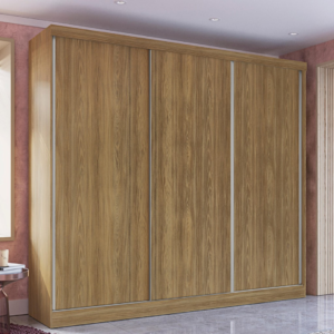 Guarda-Roupa Casal 100% MDF Kappesberg 3 Portas de Correr 8 Gavetas Nogueira