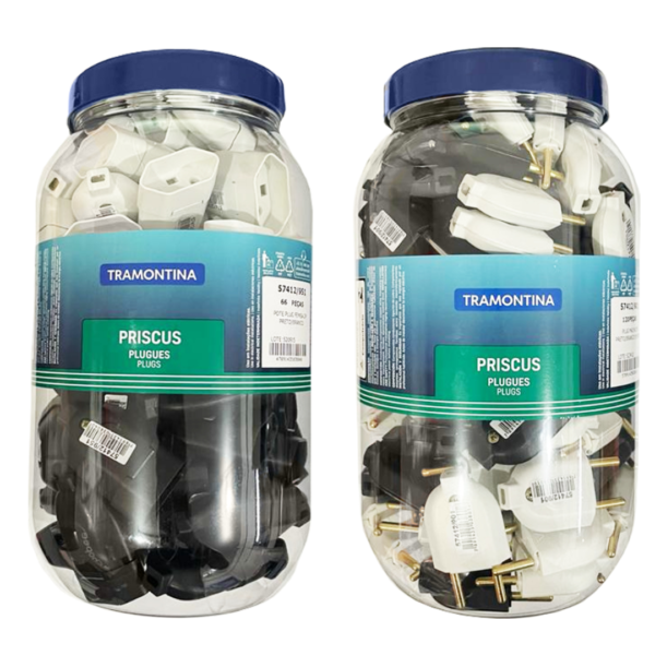 Pote Com Pino Macho Ou Pino Fêmea 2P 10A 250V Na Cor Preto E Branco - Tramontina