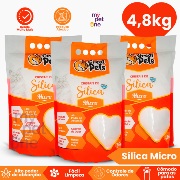 Kit 3 Areia Sílica Fina Great Pets para Gatos - 1,6 Kg