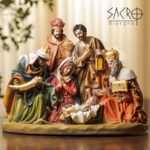 Imagem Presépio Natal 40x30cm Resina Importada Completo - Sacro