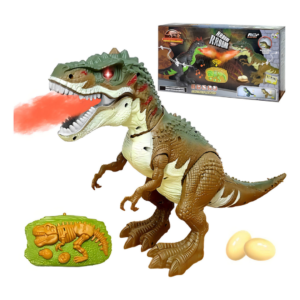 Dinossauro Rex 40cm Controle Som Luz Solta Fumaça Bota Ovo