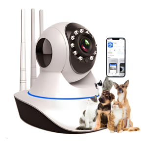 Câmera Wifi Segurança Babá Pet De Estimação Eletrônica 360° Câmera Pet Branca