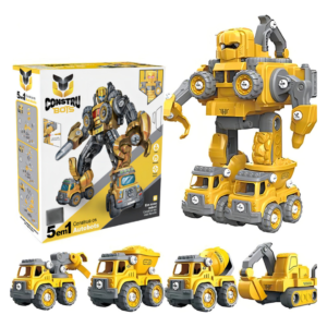 Robô Carrinho Brinquedo 5 em 1 Construbots Monta e Desmonta Educativo Infantil com Ferramentas Criativas – Robô Transformável Interativo Meninos e Meninas