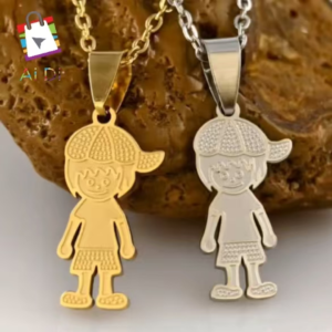 Colar Casal Menino e Menina em Aço Inox Dourado – Joia Família e Amizade