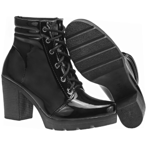 Bota Coturno Salto Grosso Moda Feminino Tratorado Blogueira