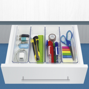 Kit 4 Organizadores Retangular Grande Multiuso Modular Gavetas e Mesas Pote Acrilico Cristal