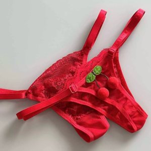 Kit 3 Tangas Sexy Cereja Tule Renda Fio Dental